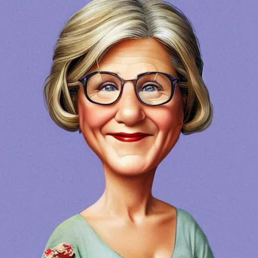 Image similar to jennifer aniston as mrs doubtfire, pixar cute, highly detailed, sharp focus, digital painting, artwork by Victor Adame Minguez + Yuumei + Tom Lovell + Sandro Botticelli