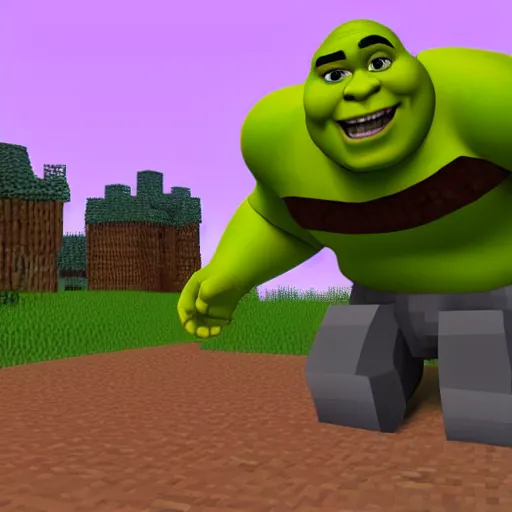 Image similar to shrek in minecraft