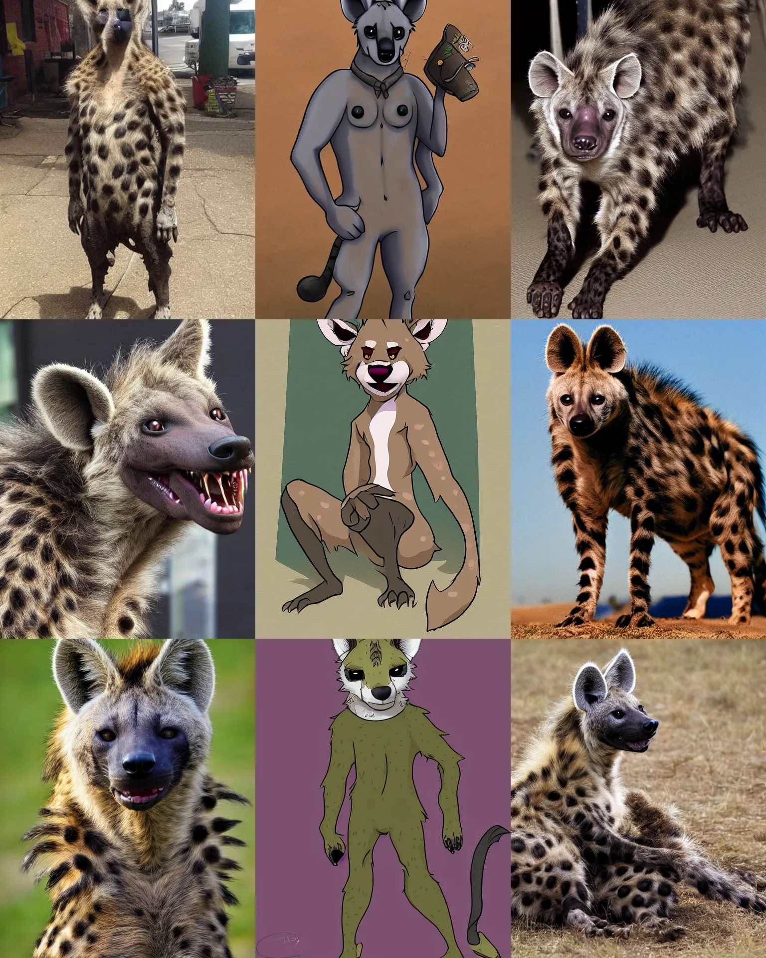 Image similar to a furry hyena fursona, trending on weasyl