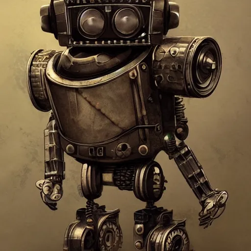 Image similar to Steampunk robot, digital art, detailed, artstation, realistic