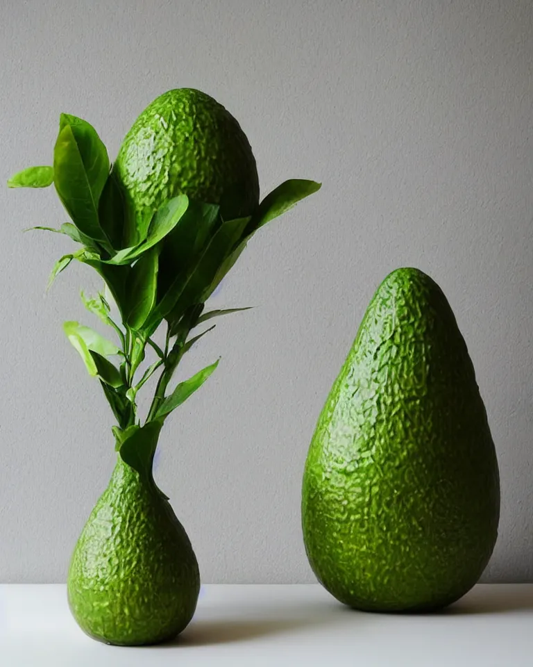 Prompt: “a modern decorated avocado vase. Professional photography.”