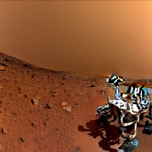 Image similar to A photo of Curiosity failing its landing on Mars, due to a sandstorm, at sunset