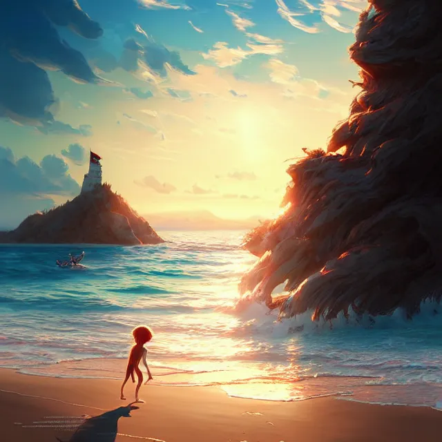 Prompt: epic professional digital art of ,bests day at the beach, with sand castles and beach goers on artstation, cgsociety, wlop, Behance, pixiv, astonishing, impressive, outstanding, epic, cinematic, stunning, gorgeous, much detail, much wow, masterpiece.