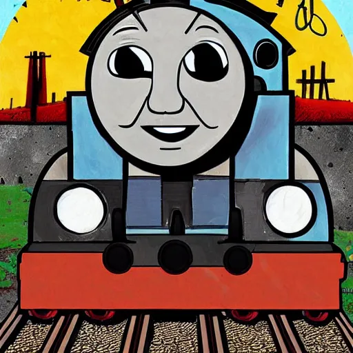 Image similar to thomas the tank engine in zombie inspired art