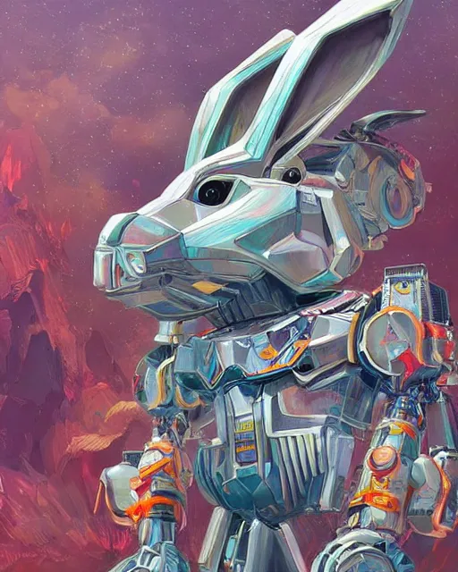 Image similar to mecha rabbit in wonderland, highly detailed, concept art, scifi, bizarre, abstract, colorful, sharp focus, trending on artstation, intricate, atmosphere, art by roman makarenko, dzung phung dinh