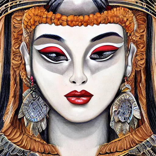 Image similar to colossus goddess perfect face coherent by kezie demessance