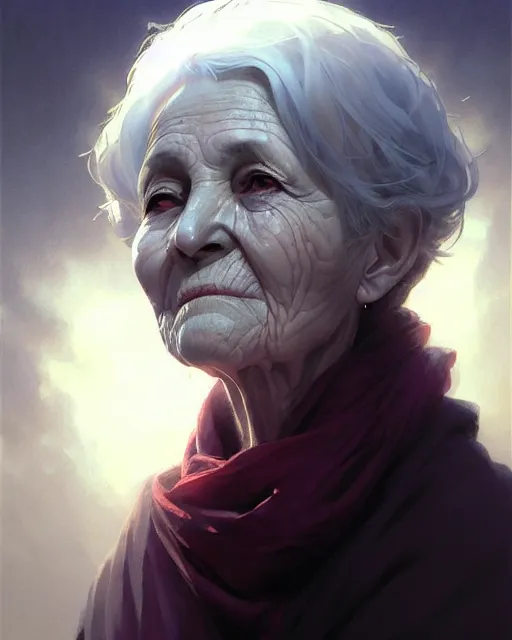 Image similar to a female necromancer old woman | | elderly - face, wrinkled face, realistic shaded perfect face, fine details. anime. realistic shaded lighting poster by greg rutkowski, magali villeneuve, artgerm, jeremy lipkin and michael garmash and rob rey