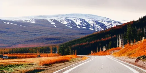 Prompt: Volvo car northern Sweden scenic mountain location Photography by This is Made
