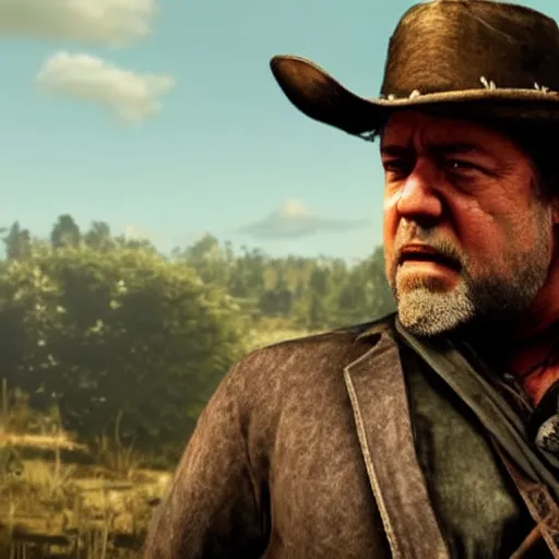 Image similar to Russell Crowe as a character in red dead redemption