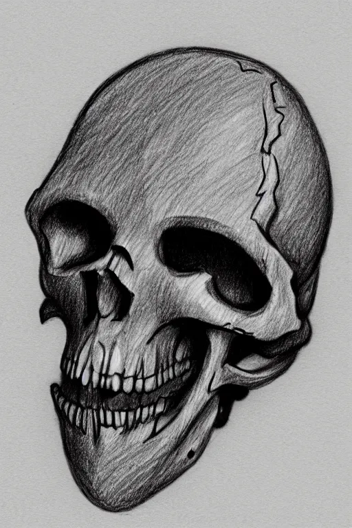 a black pen sketch of a skull in a desert, beginner,, Stable Diffusion