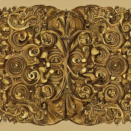 Prompt: flourished letter w, victorian typographic composition, gold, david a. smith, high detail, 4 k