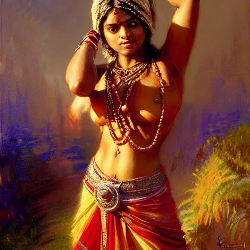Prompt: a fit indian woman. highly detailed painting by gaston bussiere, craig mullins, j. c. leyendecker 8 k