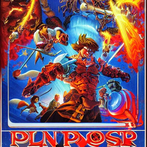 Prompt: nintendo power hd poster from 9 0 s. fantasy artwork by greg hildebrandt