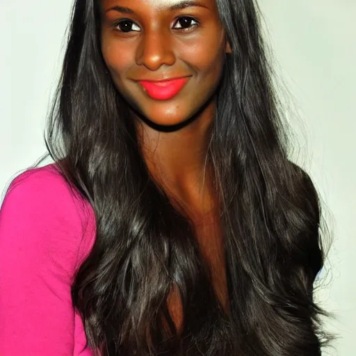 Image similar to feminine looking, darker skin by one tone, attractive neck, dimples