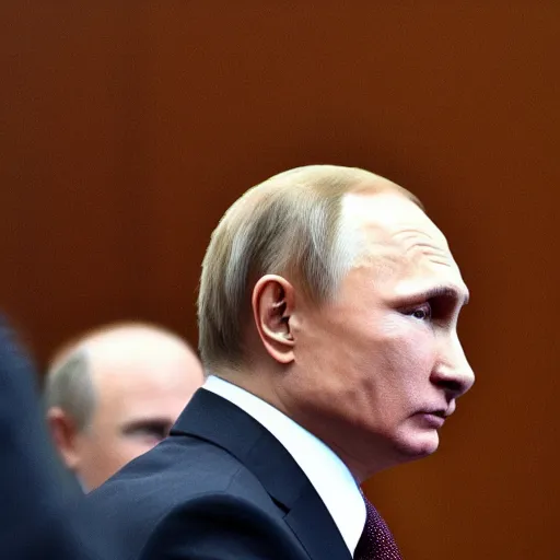 Prompt: Putin arrested in courtroom, 4k ultra realistic, hyper realistic, ultra detailed, real photo,