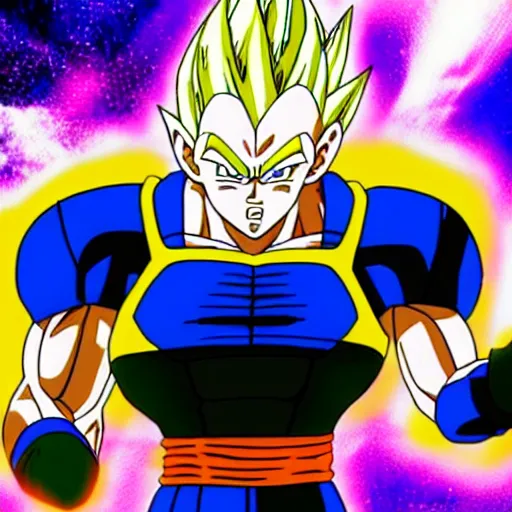 Image similar to still of vegeta powering up in dbz, anime, art by akira toriyama