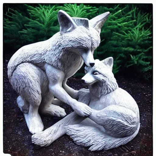 Image similar to “ capitalize wolf ” statue with a fox instead of a wolf