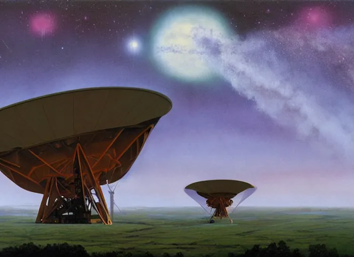 Image similar to radio telescope, matte painting, peter elson