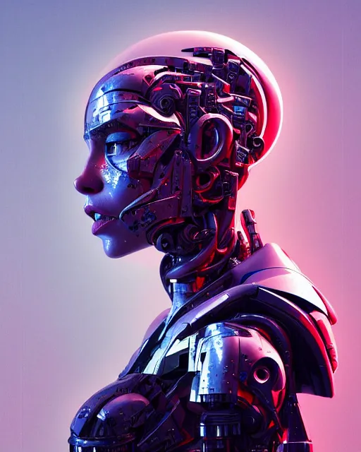 Image similar to portrait of Emilia Clarke as a cyborg. intricate abstract. intricate artwork. by Tooth Wu, wlop, beeple, dan mumford. octane render, trending on artstation, greg rutkowski very coherent symmetrical artwork. cinematic, hyper realism, high detail, octane render, 8k, iridescent accents