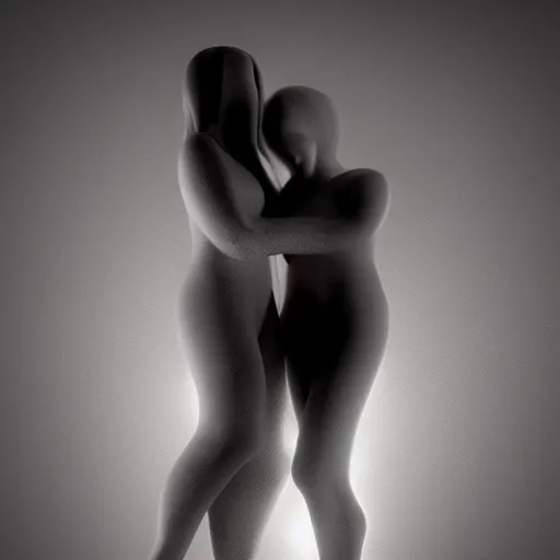 Image similar to devil woman and angel woman holding hands, hyper realistic, volumetric lighting, photo realistic