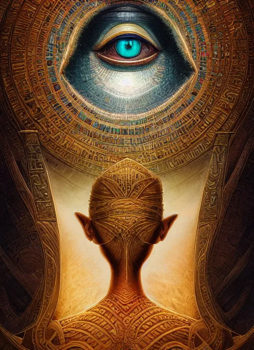 Image similar to all seeing eye, egyptian, shamanic poster lsd art, intricate, elegant, highly detailed, centered, digital painting, artstation, concept art, smooth, sharp focus, illustration, artgerm, tomasz alen kopera, peter mohrbacher, donato giancola, joseph christian leyendecker, wlop, frank frazetta