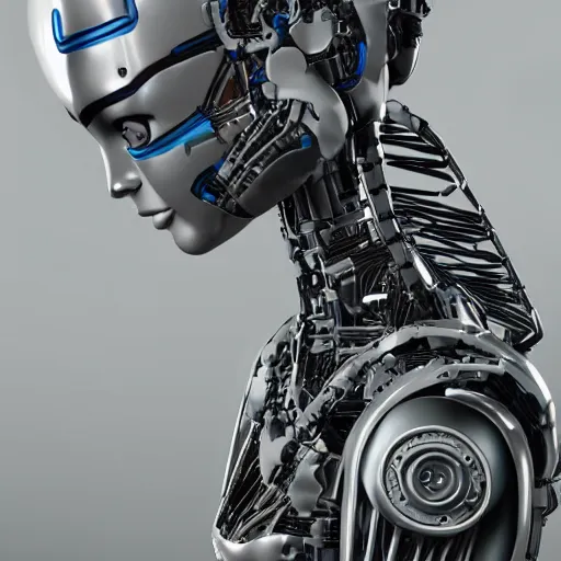 Prompt: biometric humanoid robot, intricate detail, mechanical