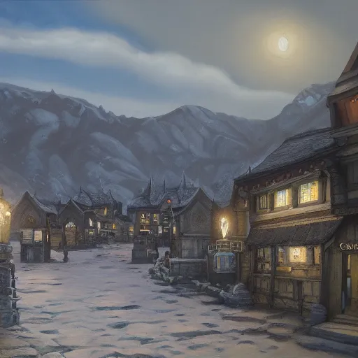 Prompt: the town of whiterun, oil painting