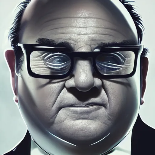 Prompt: beautiful danny devito emerging from melting dark liquid, translucent, in black water, steam and fog, glossy reflections, refractions, rim light, elegant, analog photography, depth of field, glints, glows, cgi, raytracing, octane render, prometheus, alien, blade runner, akira, matrix, hyperrealistic