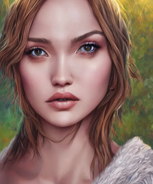 Image similar to epic fantasy portrait of olivia cooke, lowbrow painting by Artgerm