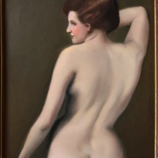 Image similar to a painting of a female model in victorian times, fully body shot