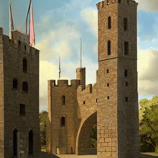 Image similar to Five medieval towers, art station