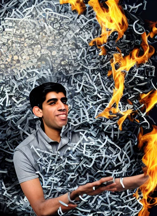 Prompt: A photograph of Rishi Sunak destroying the bible in a shredder, realistic, detailed
