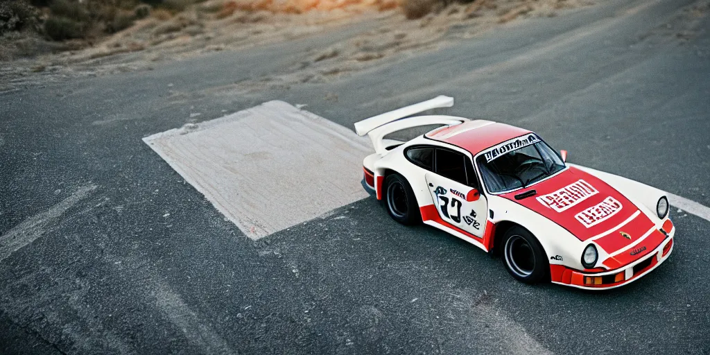 Image similar to photograph, debadged, 1989 PORSCHE 935, by Pete Biro, press release, cinematic, malibu canyon, 8k, depth of field, bokeh. debadged ,