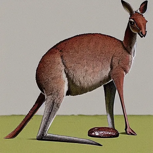 Image similar to kangaroo with claws a horse head and lizard tail