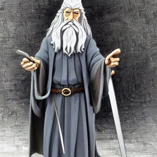 Image similar to gandalf from the anime lord of the rings (1986), holding a wooden staff, studio ghibli, very detailed, realistic