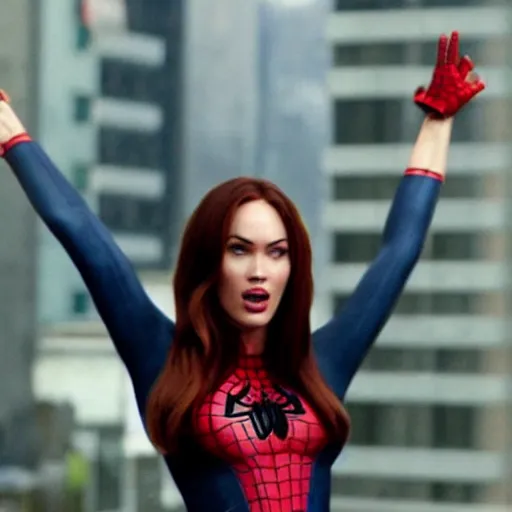 Prompt: A still of Megan Fox as Mary Jane in Spiderman 2 (2004)