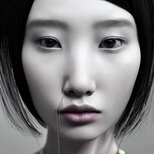 Prompt: closeup portrait of a sophisticated, fashionable cyberpunk young chinese woman, rich queen, ruler of the world, medium length straight hair, high tech jewelry, an ultrafine hyperdetailed illustration by irakli nadar, matt wisniewski style, intricate linework, porcelain skin, unreal engine 5 highly rendered, global illumination, radiant light, detailed and intricate environment