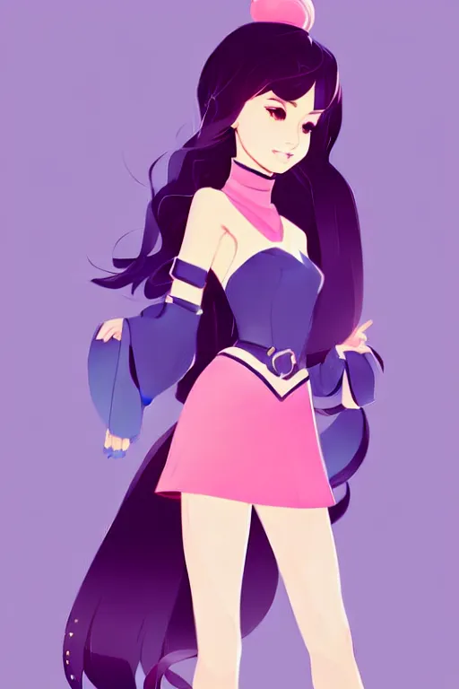 Image similar to fullbody portrait of a cute fantasy fashionable cartoon girl, clean cel shaded vector art. shutterstock. behance hd by lois van baarle, artgerm, helen huang, by makoto shinkai and ilya kuvshinov, rossdraws, illustration,