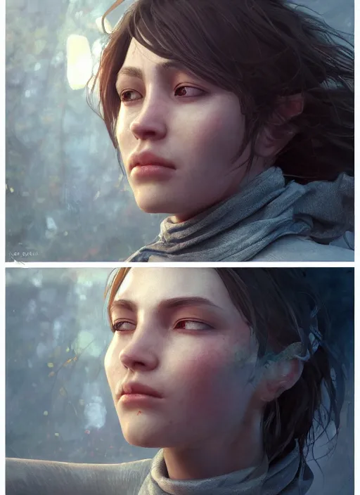 Prompt: a female looking directly while her left eye is closed and the other is open, naturel, hyper detailed, digital art, trending in artstation, cinematic lighting, studio quality, smooth render, unreal engine 5 rendered, octane rendered, art style by klimt and nixeu and ian sprigger and wlop and krenz cushart