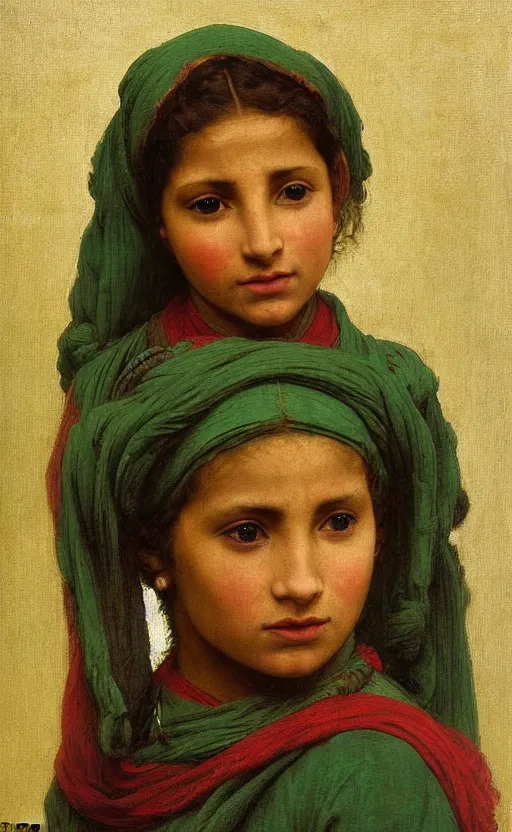 Prompt: portrait of berber girl with the head of a Dalek. Green and gold garment, hd, realistic, bouguereau