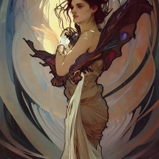 Image similar to ghost dragon by greg rutkowski artgerm alphonse mucha