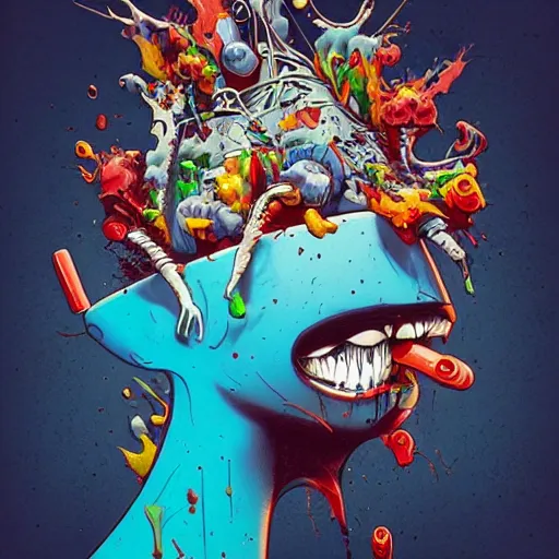 Prompt: high guy by Alex Pardee and Nekro and Petros Afshar, unstirred paint, vivid color, cgsociety 4K