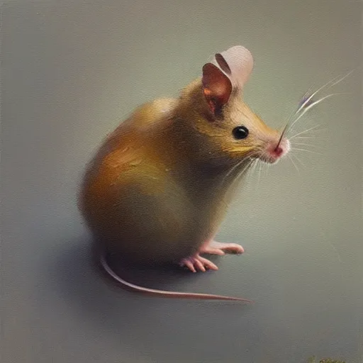 Image similar to a beautiful, soulful oil painting of a mouse by craig mullins