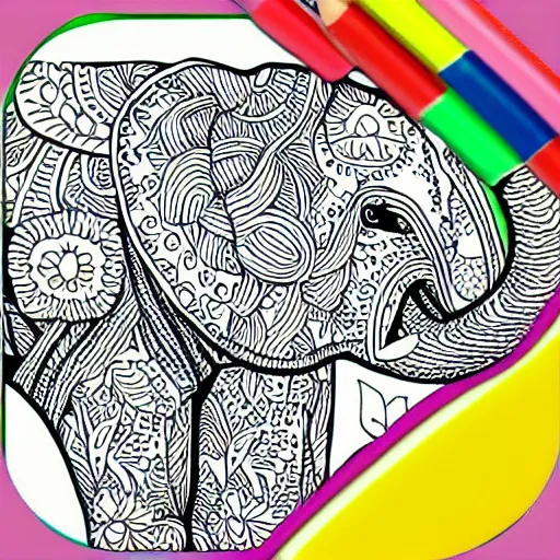 Prompt: elephant Coloring Books For Kids Cool