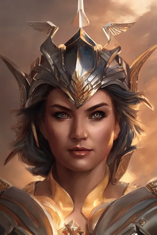 Image similar to amazon valkyrie athena, d & d, fantasy, portrait, highly detailed, headshot, digital painting, trending on artstation, concept art, sharp focus, illustration, art by artgerm and greg rutkowski and magali villeneuve