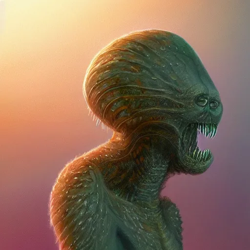 Prompt: creature from another planet in its natural environment. beautiful light. grainy and rough. soft colour scheme. beautiful artistic digital painting by lurid. ( 2 0 2 2 )