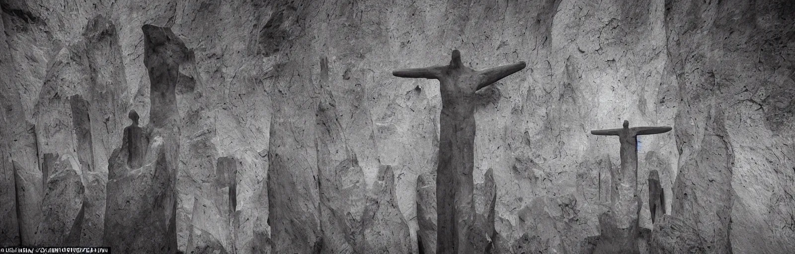 Image similar to to fathom hell or soar angelic, just take a pinch of psychedelic, medium format photograph of two colossal minimalistic necktie sculpture installations by antony gormley and anthony caro in yosemite national park, made from iron, marble, and limestone, granite peaks visible in the background, taken in the night