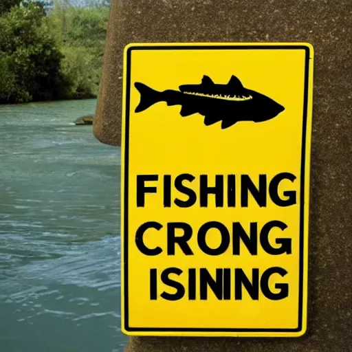 Image similar to a warning yellow street sign for fish crossing