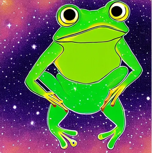 Prompt: a frog in the shape of a galaxy