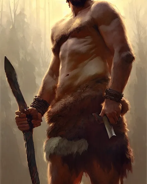 Image similar to a male barbarian | | realistic shaded, fine details, realistic shaded lighting poster by greg rutkowski, magali villeneuve, artgerm, jeremy lipkin and michael garmash and rob rey